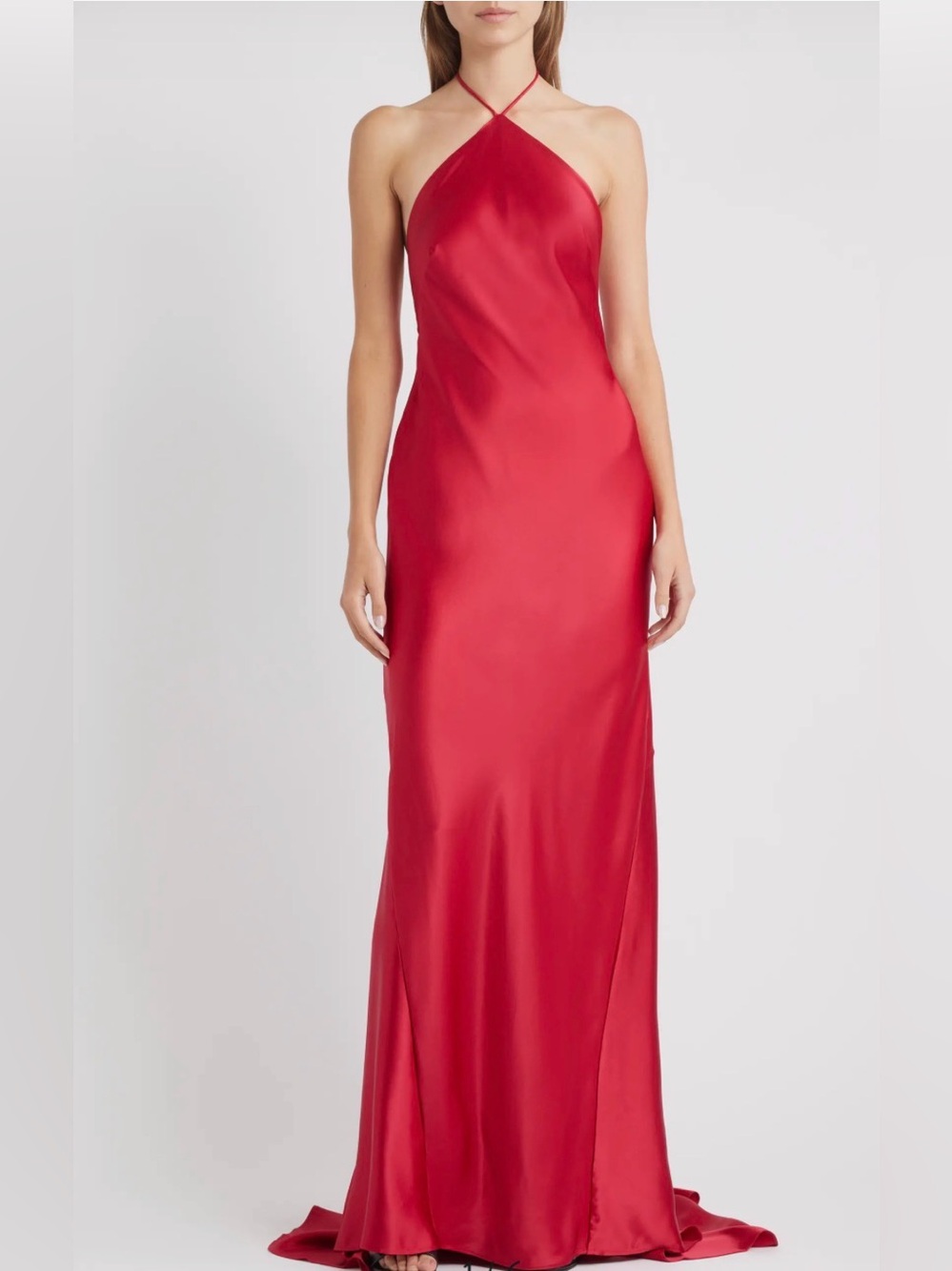 NEW Acler Red Tarnacre Red Satin Halter Gown, Size 10